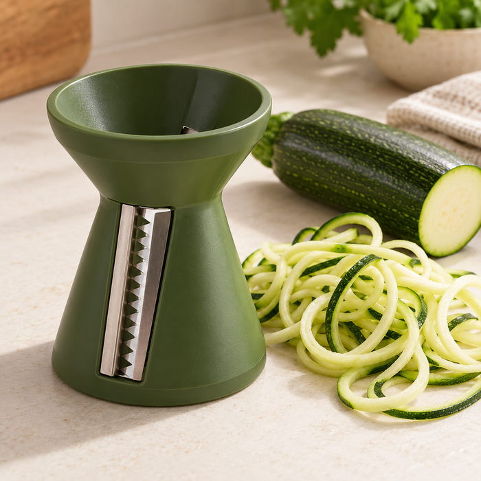 Handheld Vegetable Spiralizer — AI-generated styled illustration